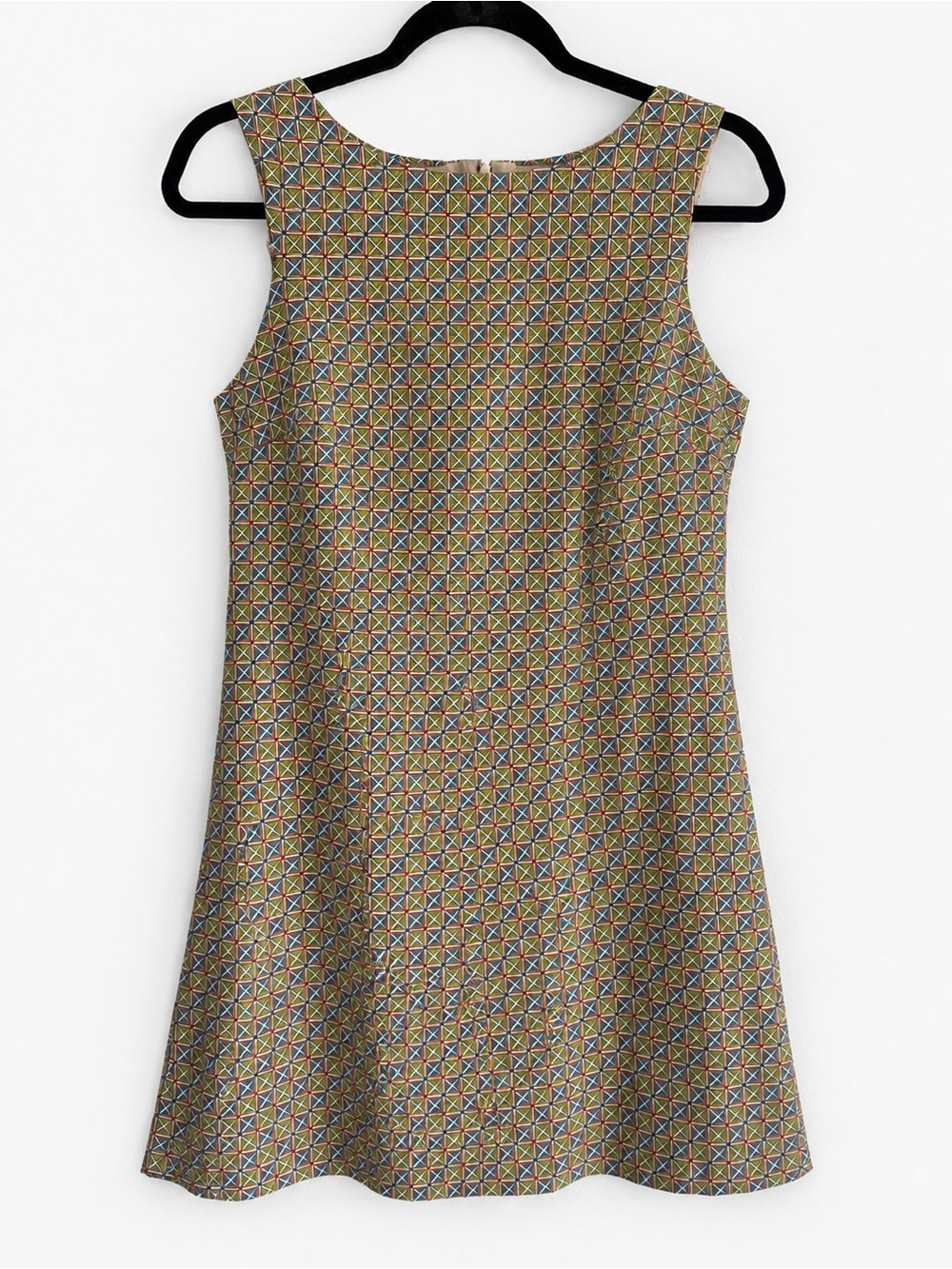 Sz 6 Vintage 90s Gap Sleeveless A-Line Geometric Print Dress in Multi-Color
